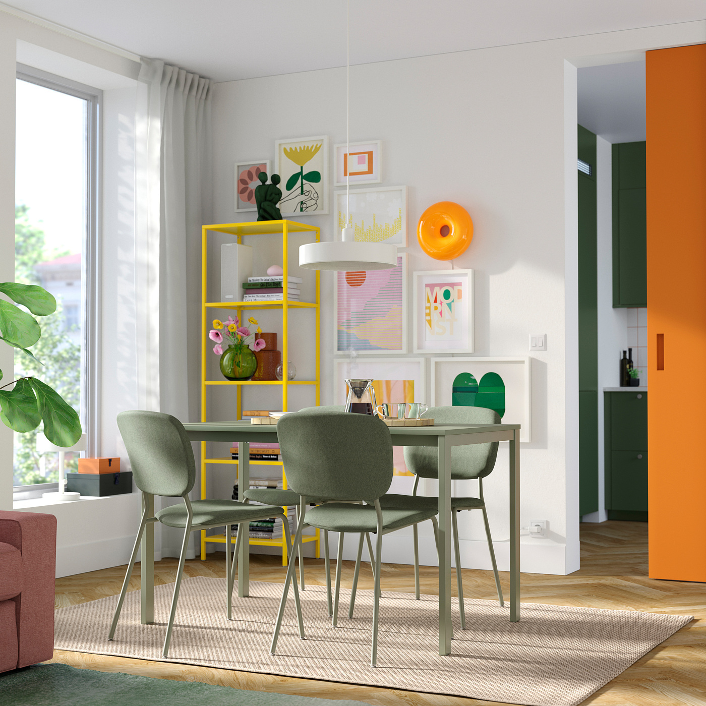 IKEA cm 120/180×74 緑 伸長式テーブル VIHALS ダイニングテーブル