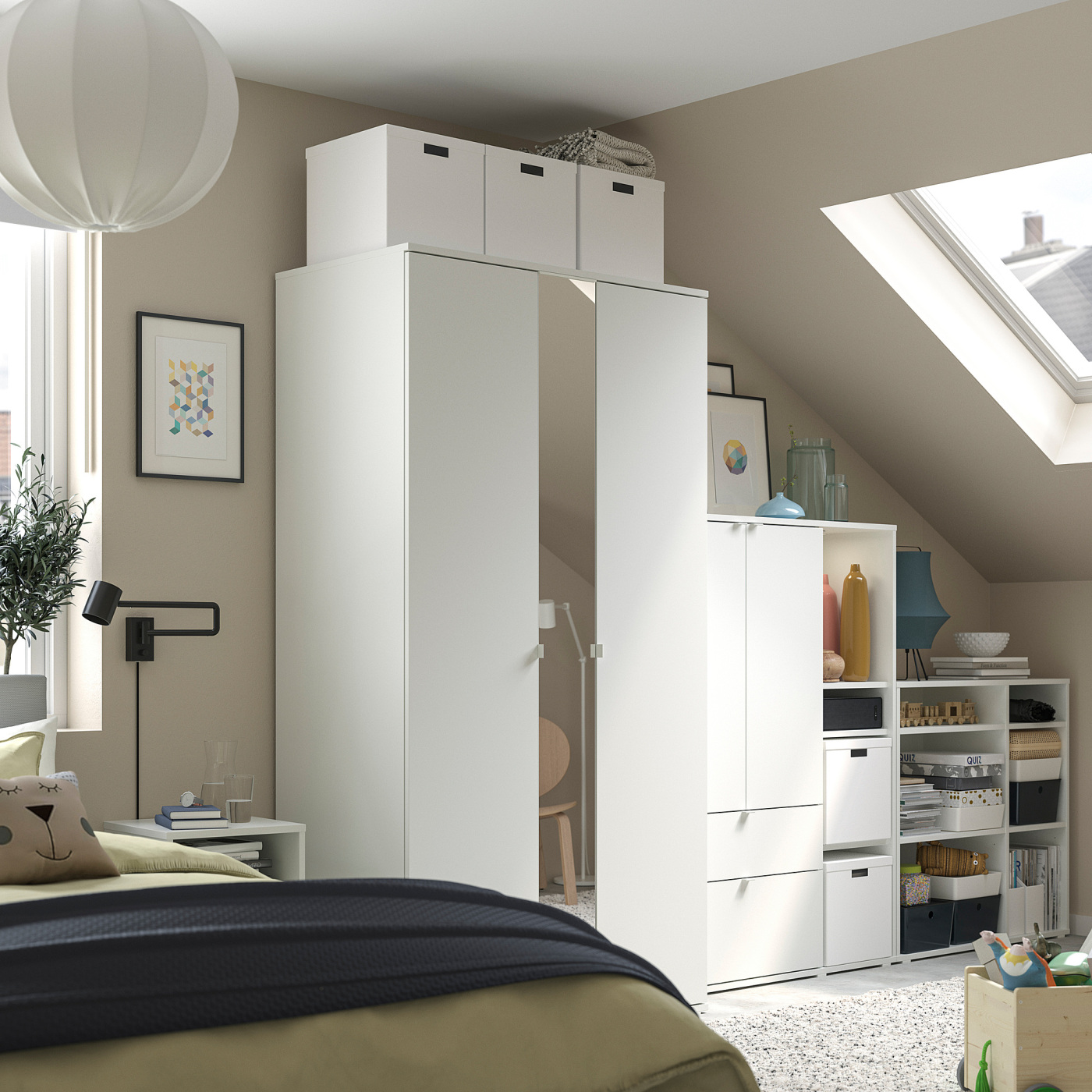 VIHALS wardrobe combination white/mirror glass - IKEA