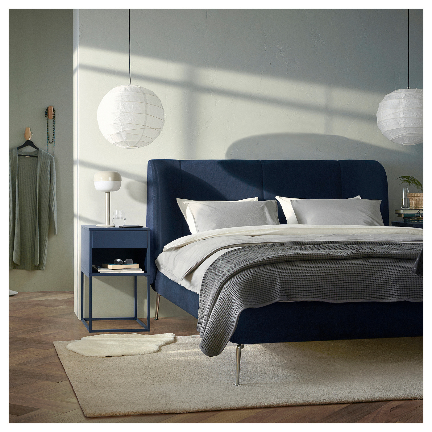 VIKHAMMER bedside table blue - IKEA