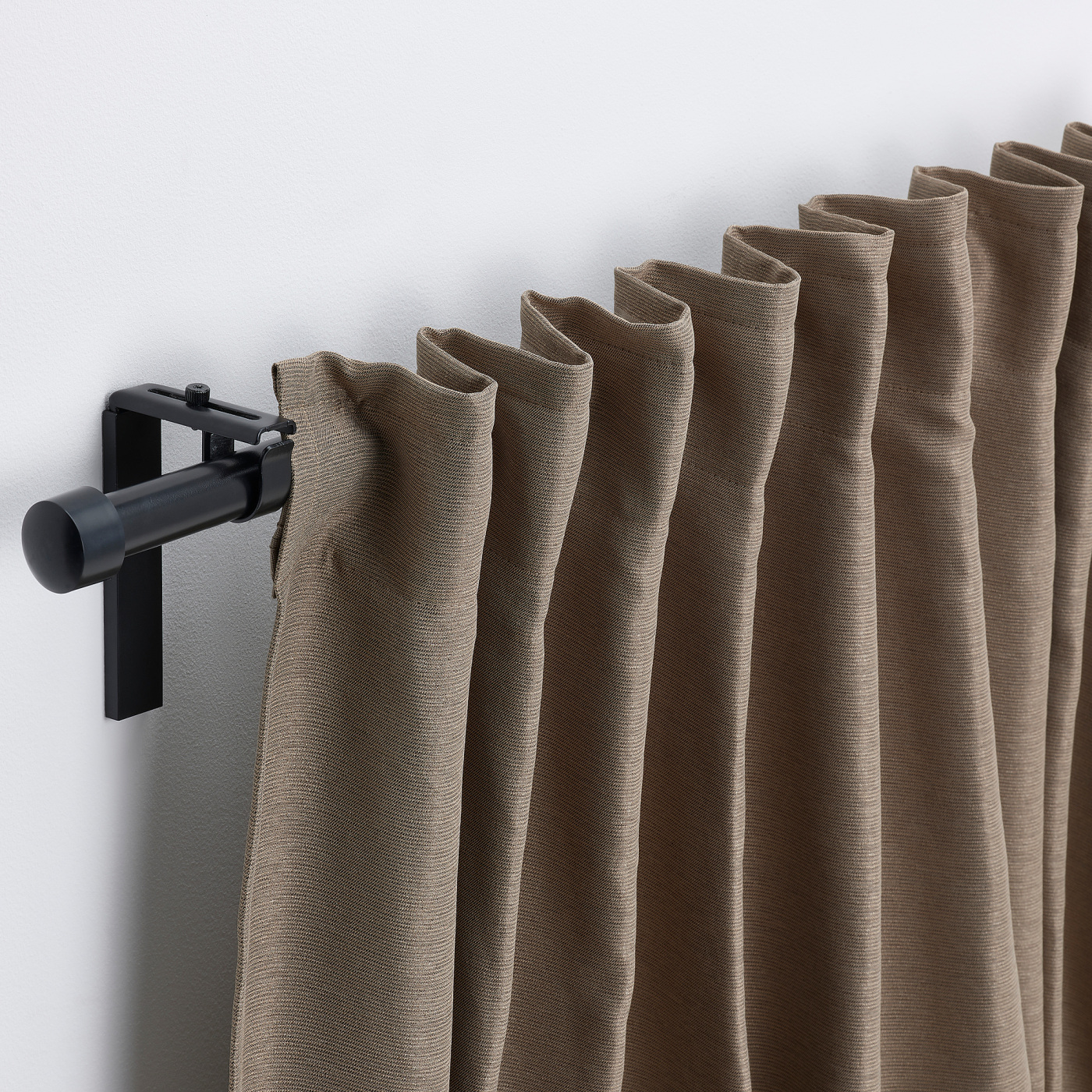 VILBORG room darkening curtains, 1 pair dark grey-beige/with