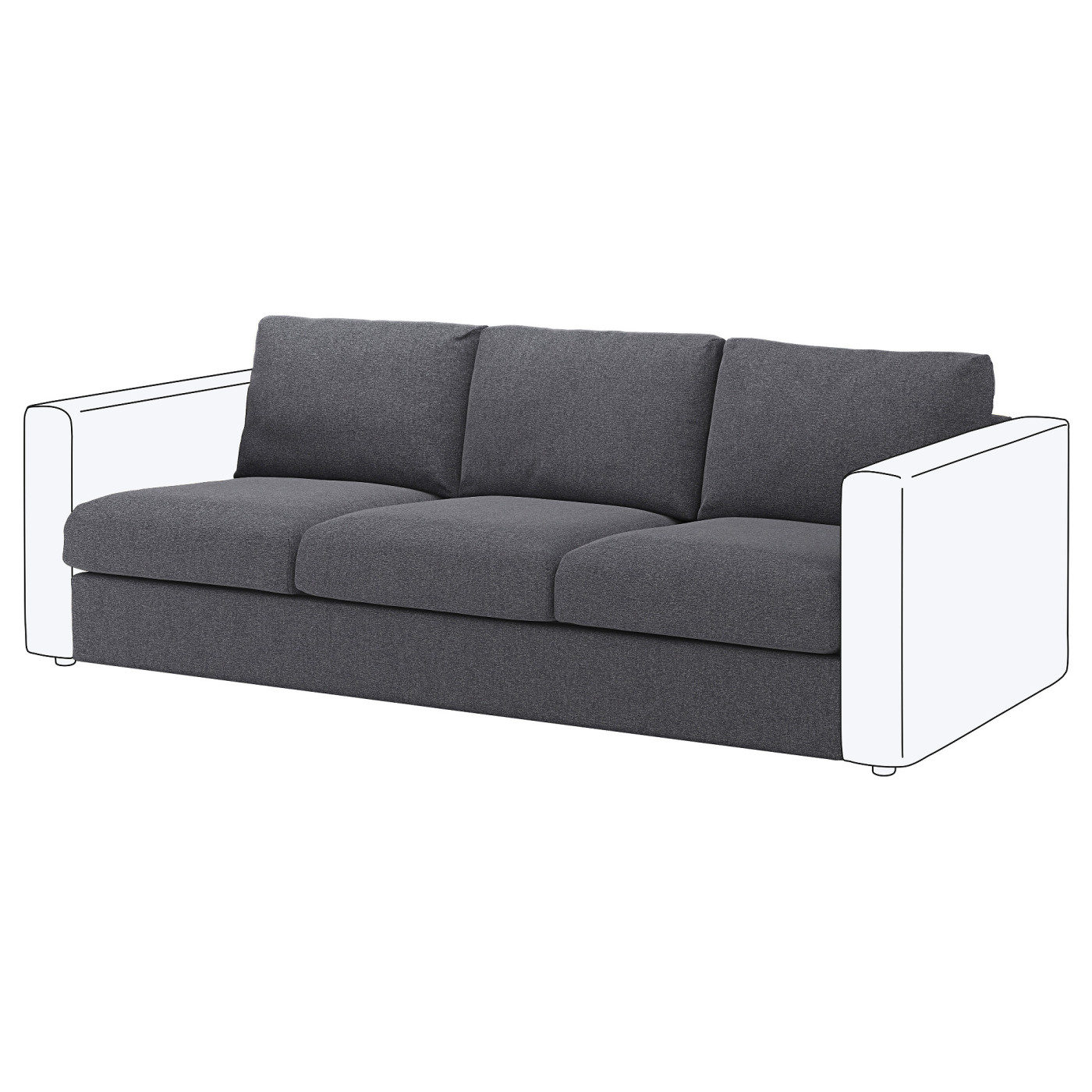 VIMLE 3-seat section Gunnared medium grey - IKEA
