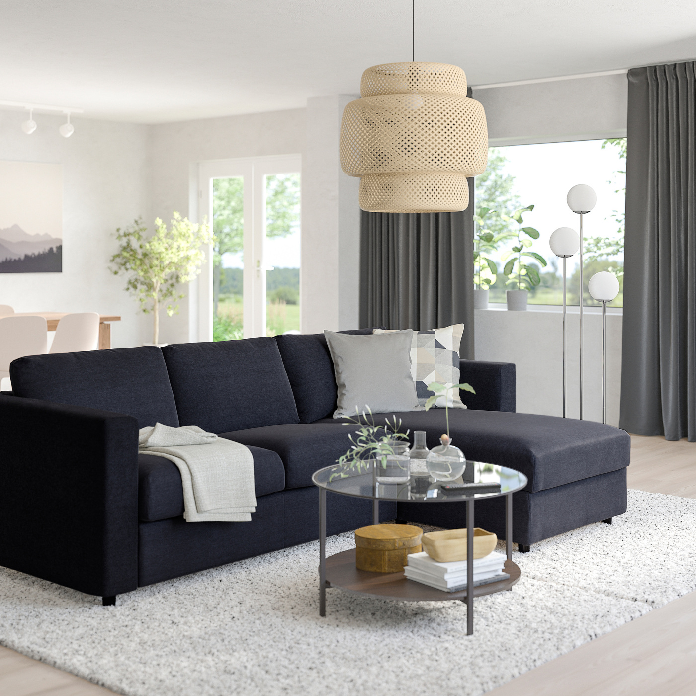 VIMLE 3-seat sofa with chaise longue Saxemara black-blue - IKEA