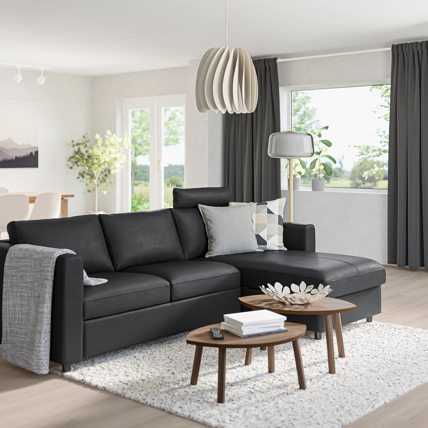 VIMLE 3-seat sofa with chaise longue with headrest/Grann/Bomstad