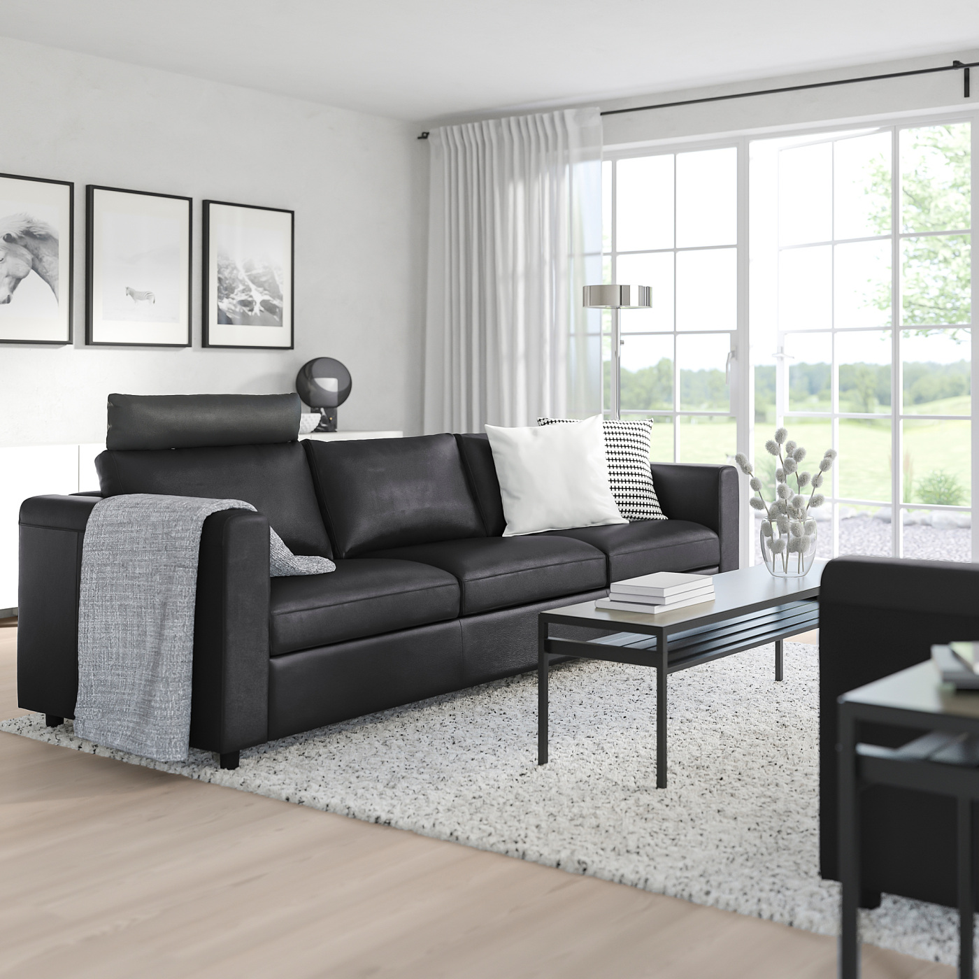 VIMLE 3-seat sofa with headrest/Grann/Bomstad black - IKEA