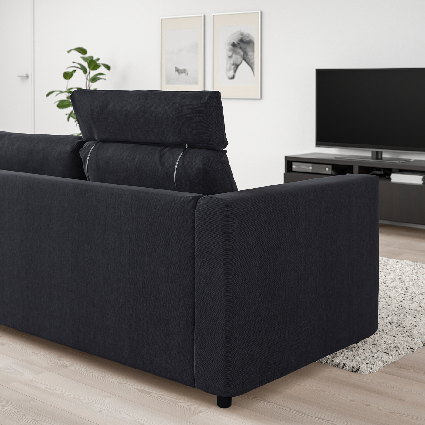 VIMLE 3-seat sofa with headrest/Saxemara black-blue - IKEA