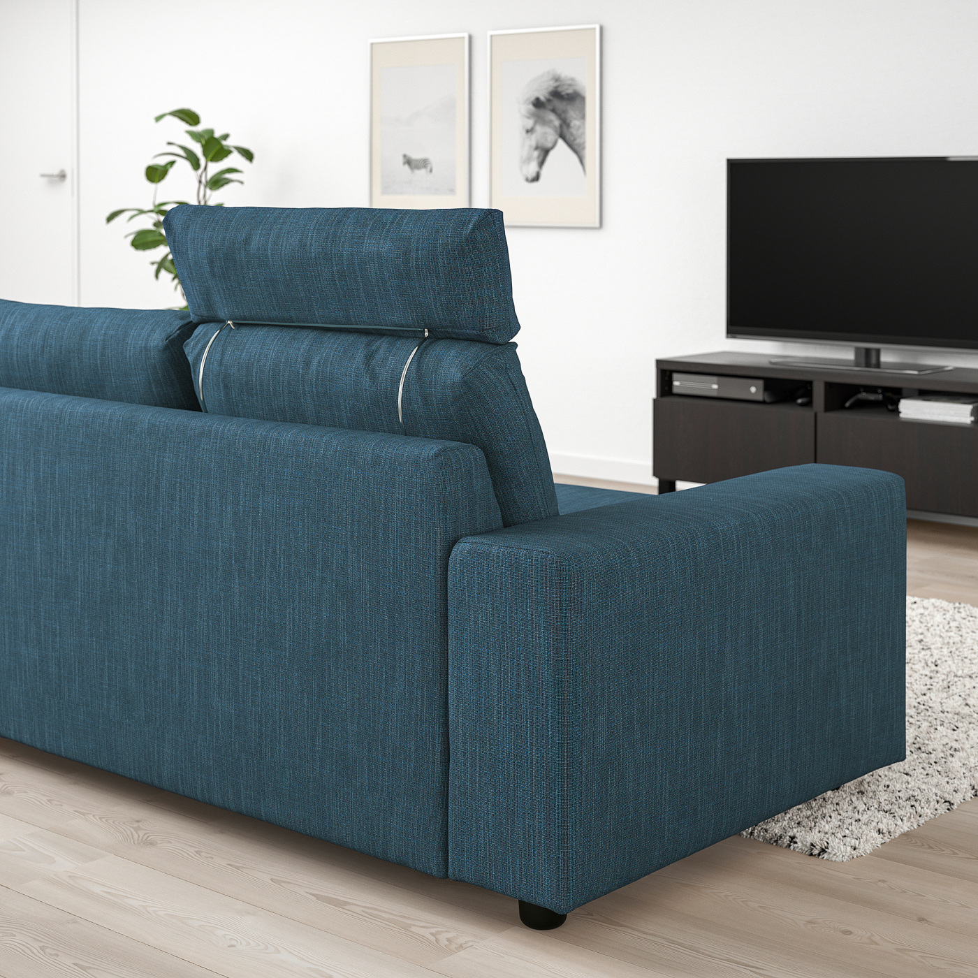 VIMLE 3-seat sofa with headrest with wide armrests/Hillared dark