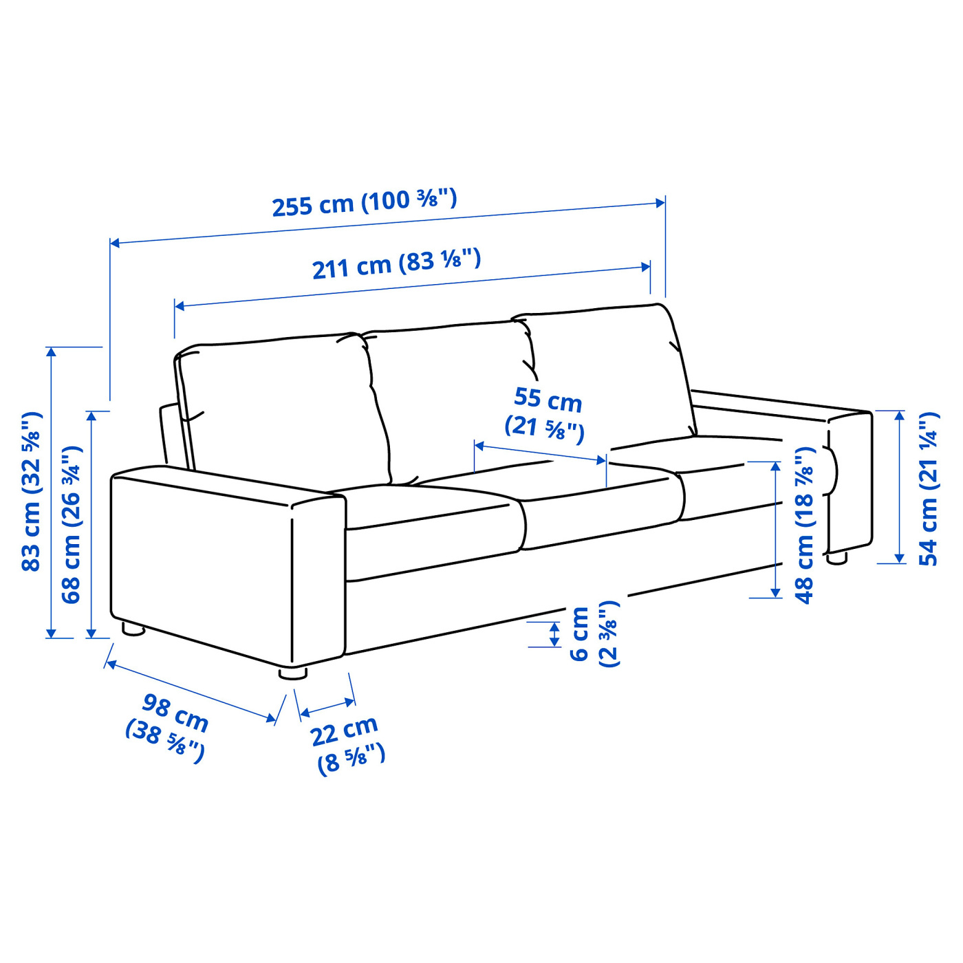 VIMLE 3-seat sofa with wide armrests/Hillared anthracite - IKEA