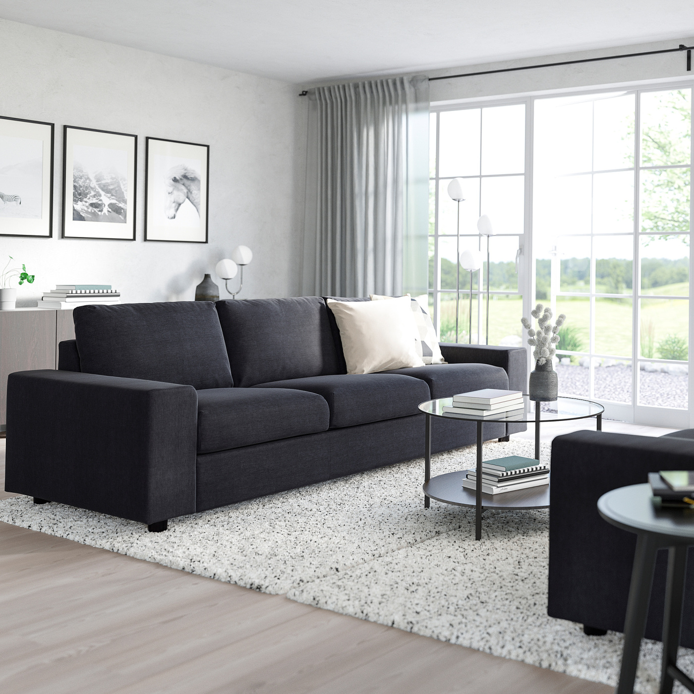 VIMLE 3-seat sofa with wide armrests/Saxemara black-blue - IKEA