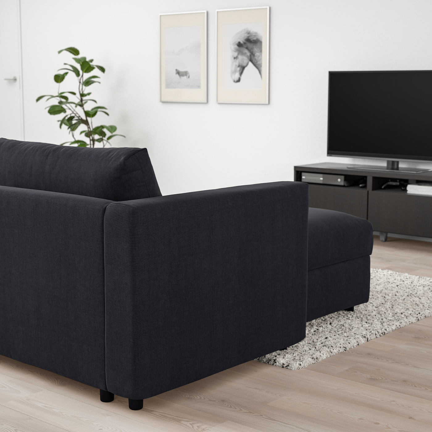 VIMLE 4-seat sofa with chaise longue Saxemara black-blue - IKEA