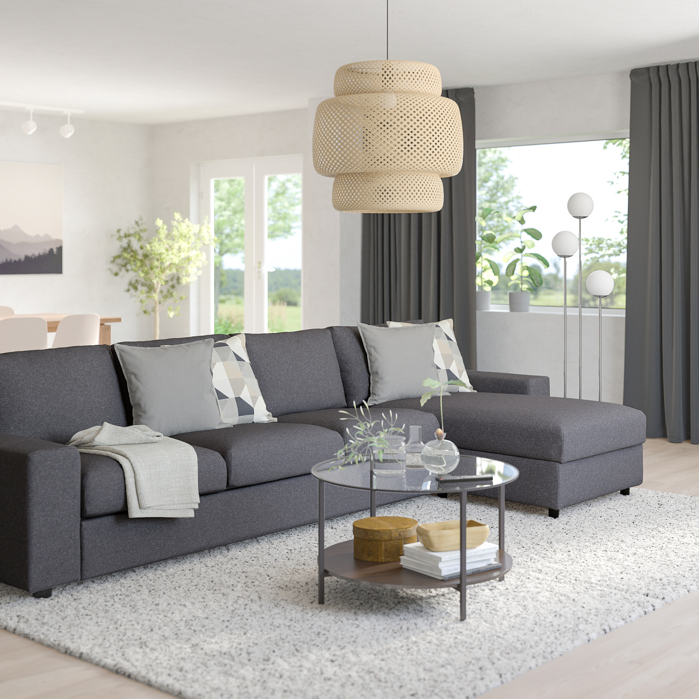 VIMLE 4-seat sofa with chaise longue with wide armrests/Gunnared