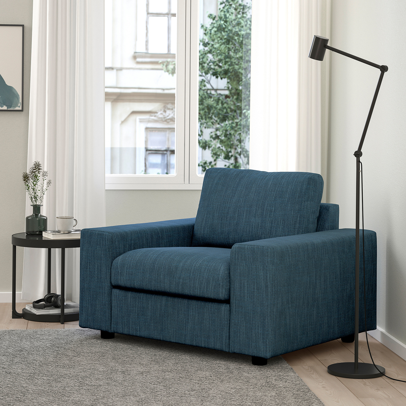 VIMLE armchair with wide armrests/Hillared dark blue - IKEA