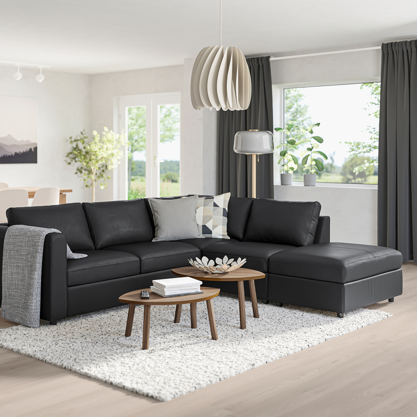 VIMLE corner sofa, 4-seat with open end/Grann/Bomstad black - IKEA