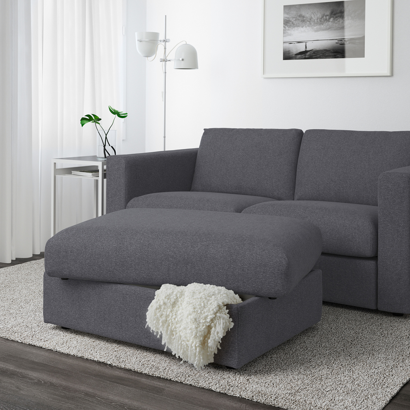 VIMLE footstool with storage Gunnared medium grey - IKEA