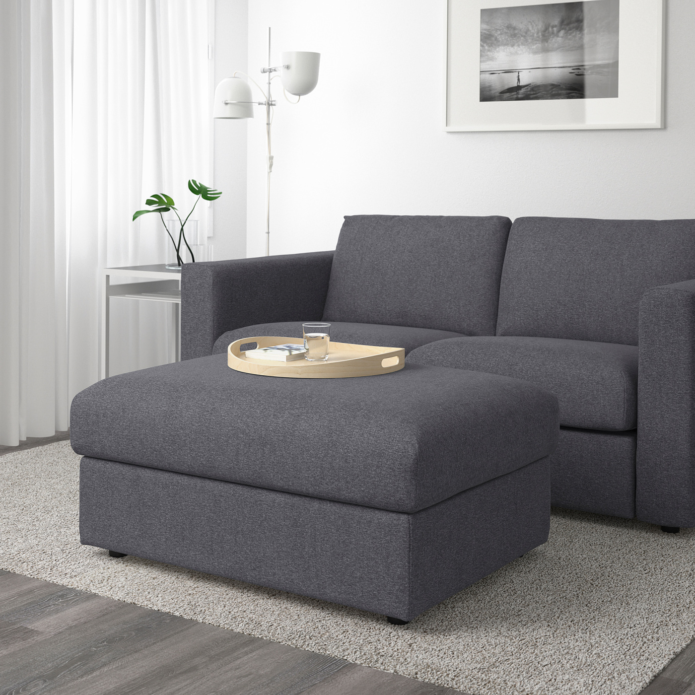 VIMLE footstool with storage Gunnared medium grey - IKEA