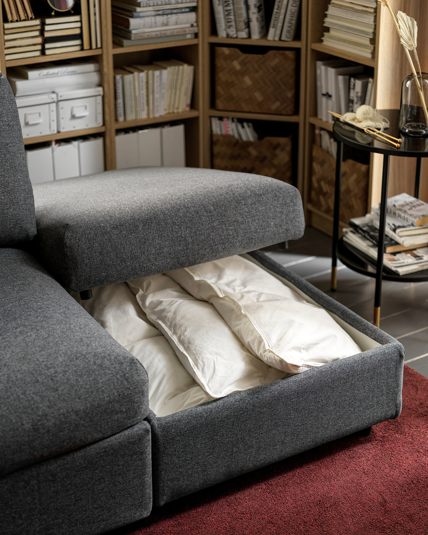 VIMLE footstool with storage Gunnared medium grey - IKEA