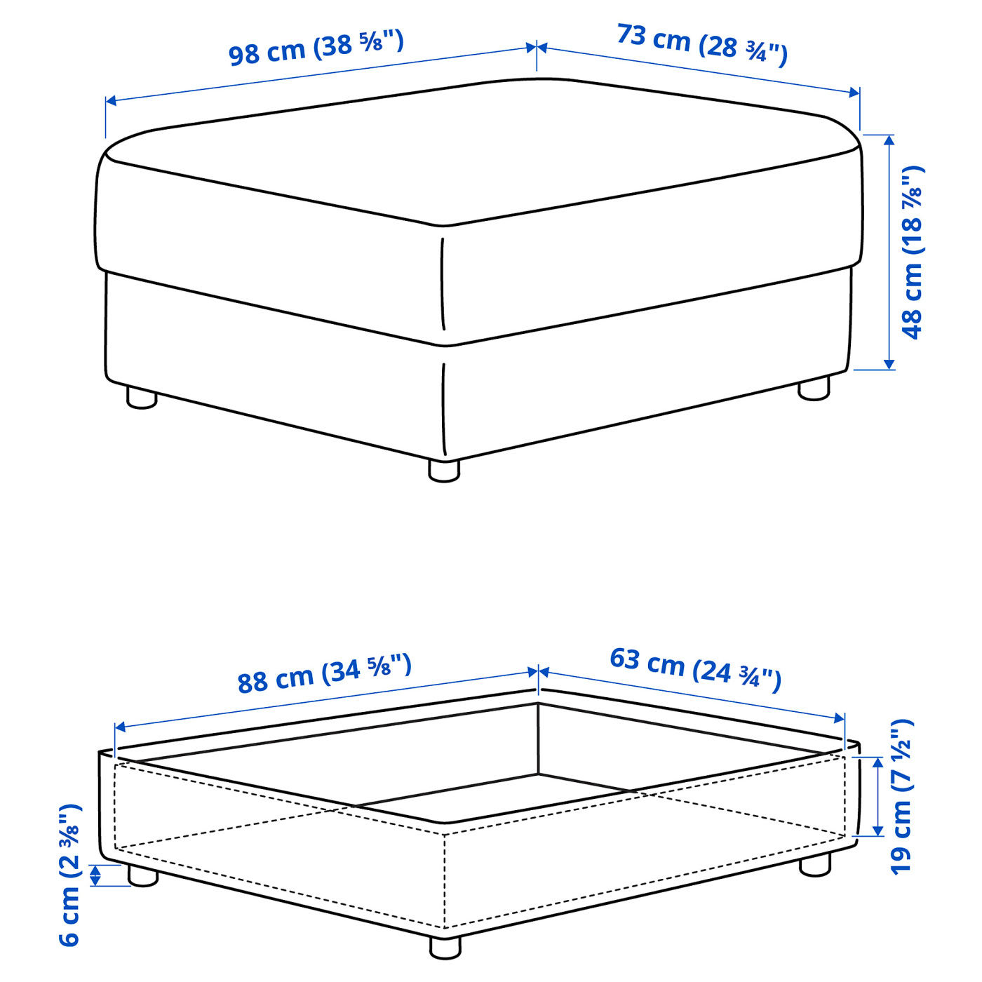 VIMLE footstool with storage Gunnared medium grey - IKEA