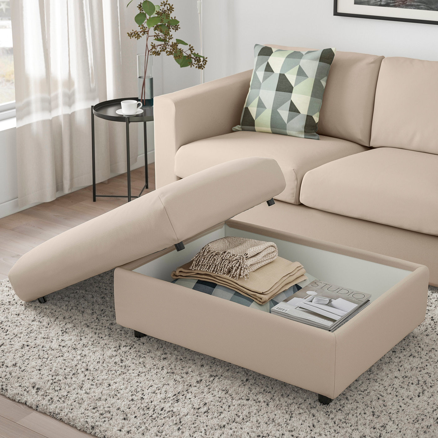 VIMLE footstool with storage Hallarp beige - IKEA