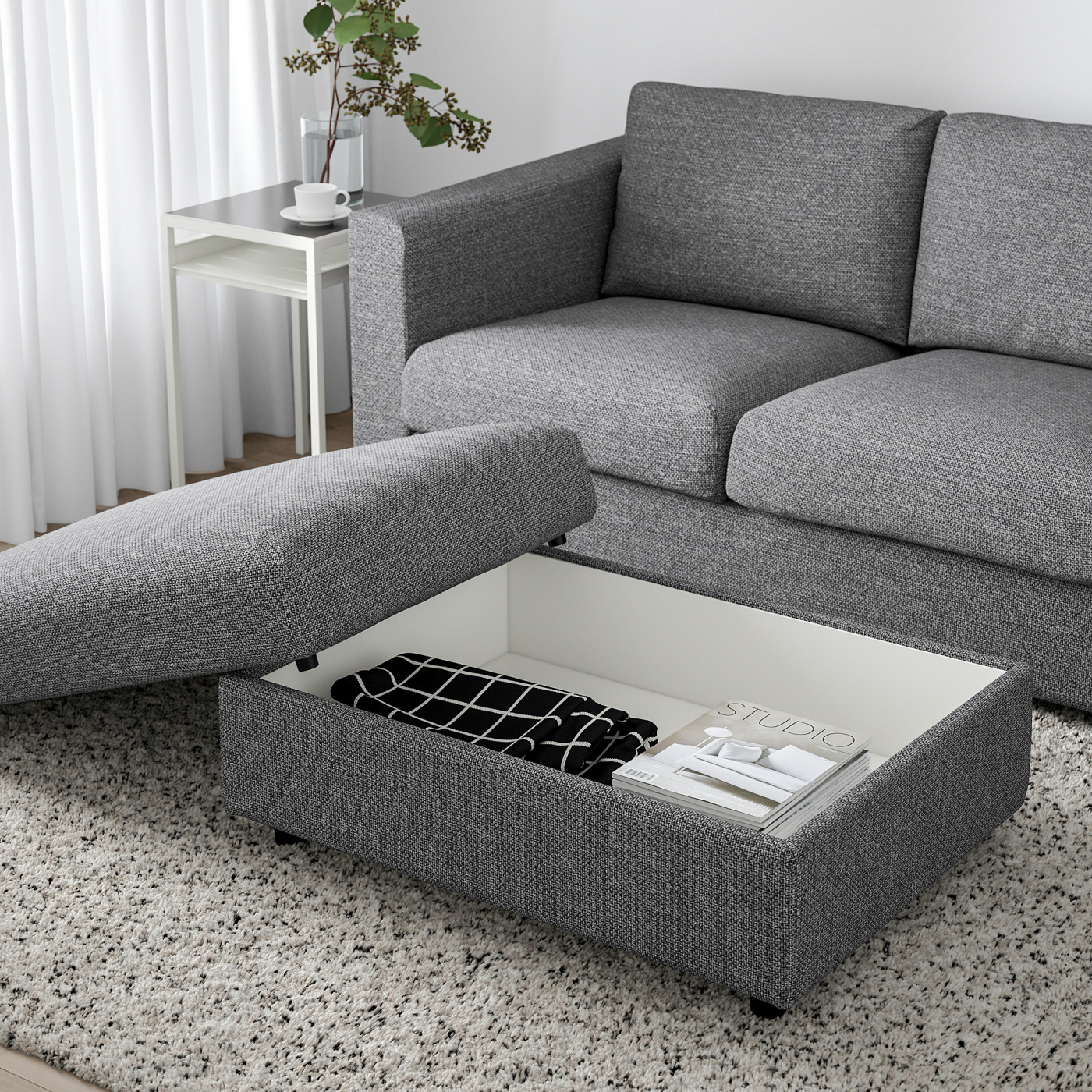 VIMLE footstool with storage Lejde grey/black - IKEA