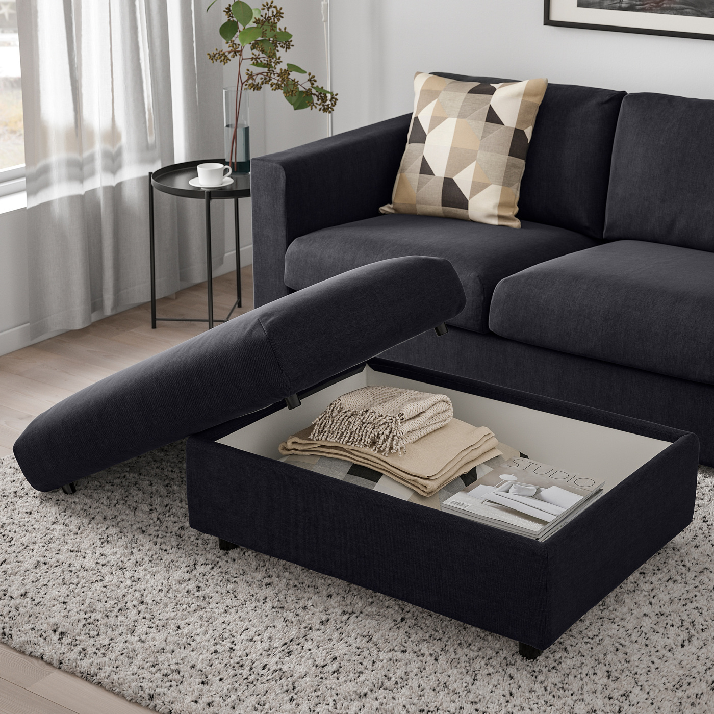 VIMLE footstool with storage Saxemara black-blue - IKEA