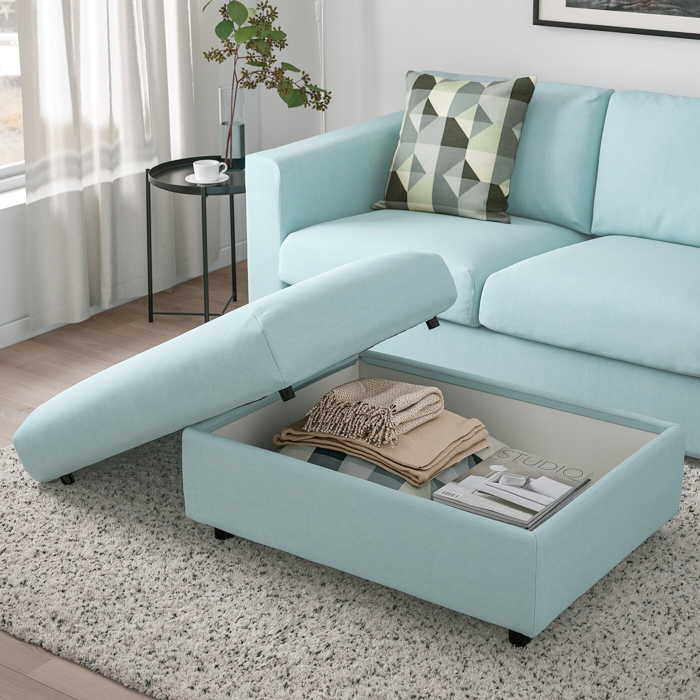 VIMLE footstool with storage Saxemara light blue - IKEA