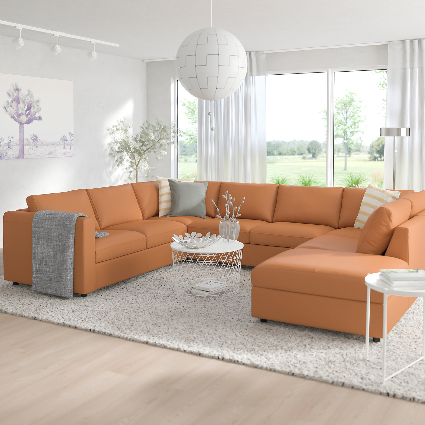 VIMLE u-shaped sofa, 6 seat with open end/Grann/Bomstad golden