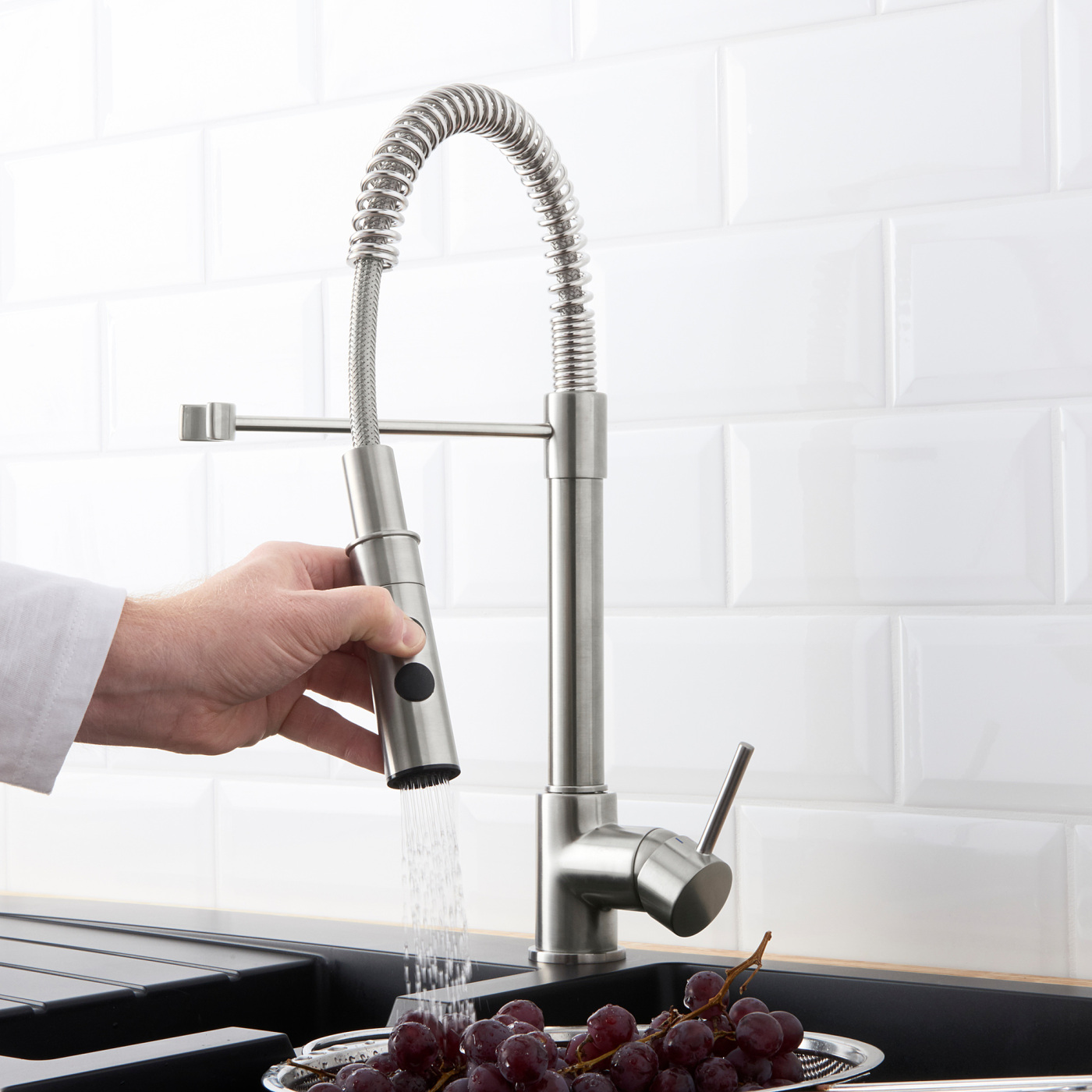 VIMMERN kitchen mixer tap/handspray stainless steel colour - IKEA