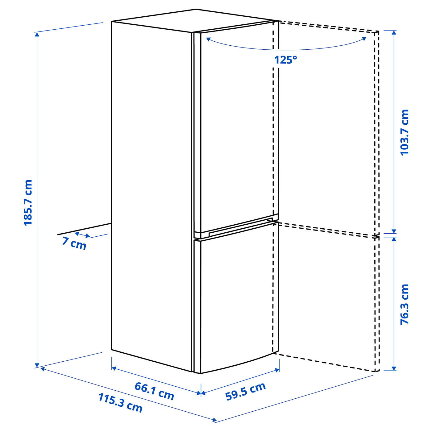 VINDÅS fridge/freezer IKEA 300 freestanding/white - IKEA