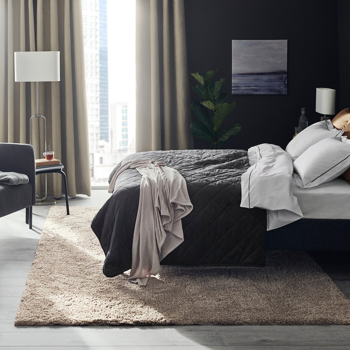 【美品】IKEA ラグ VINDEBÄK 200cm×300cm VINDEBÄK rug, high pile, light beige, 160x230 cm (5'3