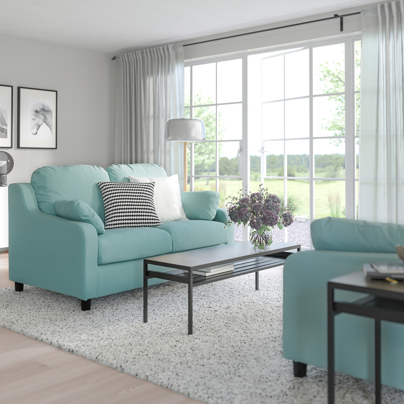VINLIDEN 2-seat sofa Hakebo light turquoise - IKEA