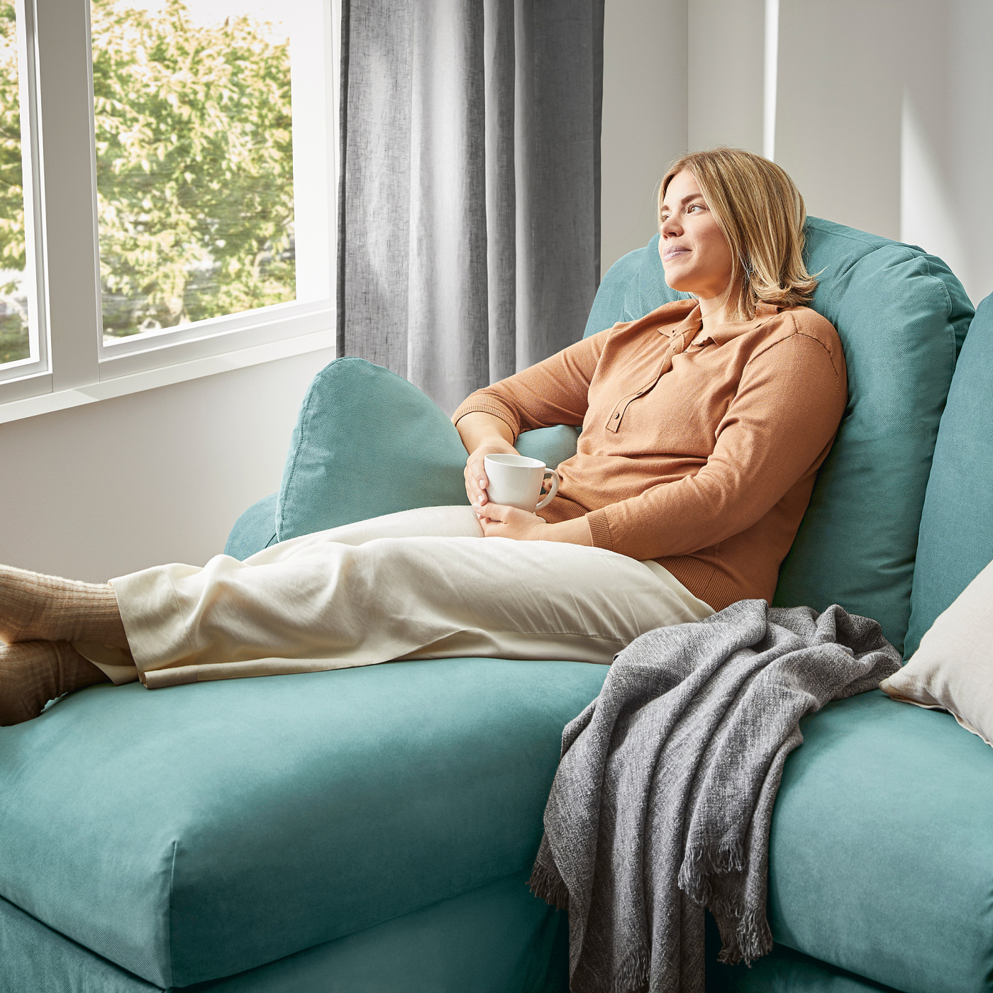 VINLIDEN 3-seat sofa Hakebo light turquoise - IKEA
