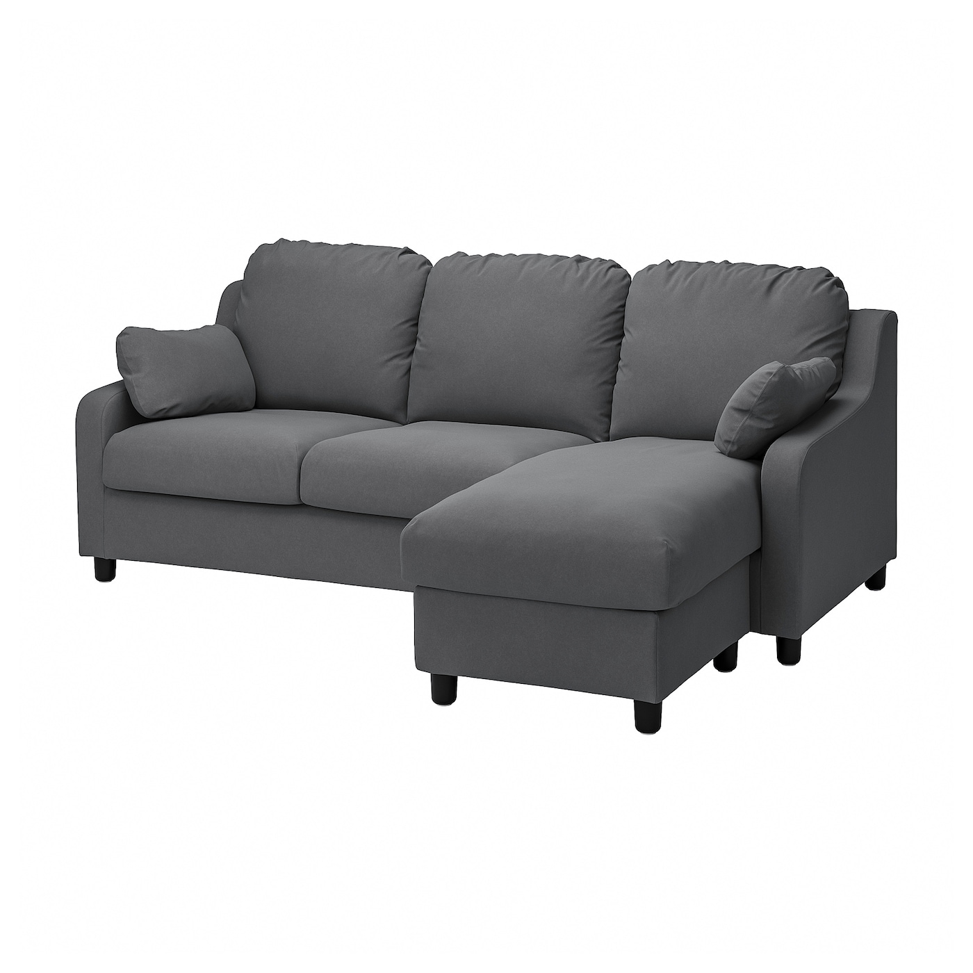 VINLIDEN 3-seat sofa with chaise longue Hakebo dark grey - IKEA