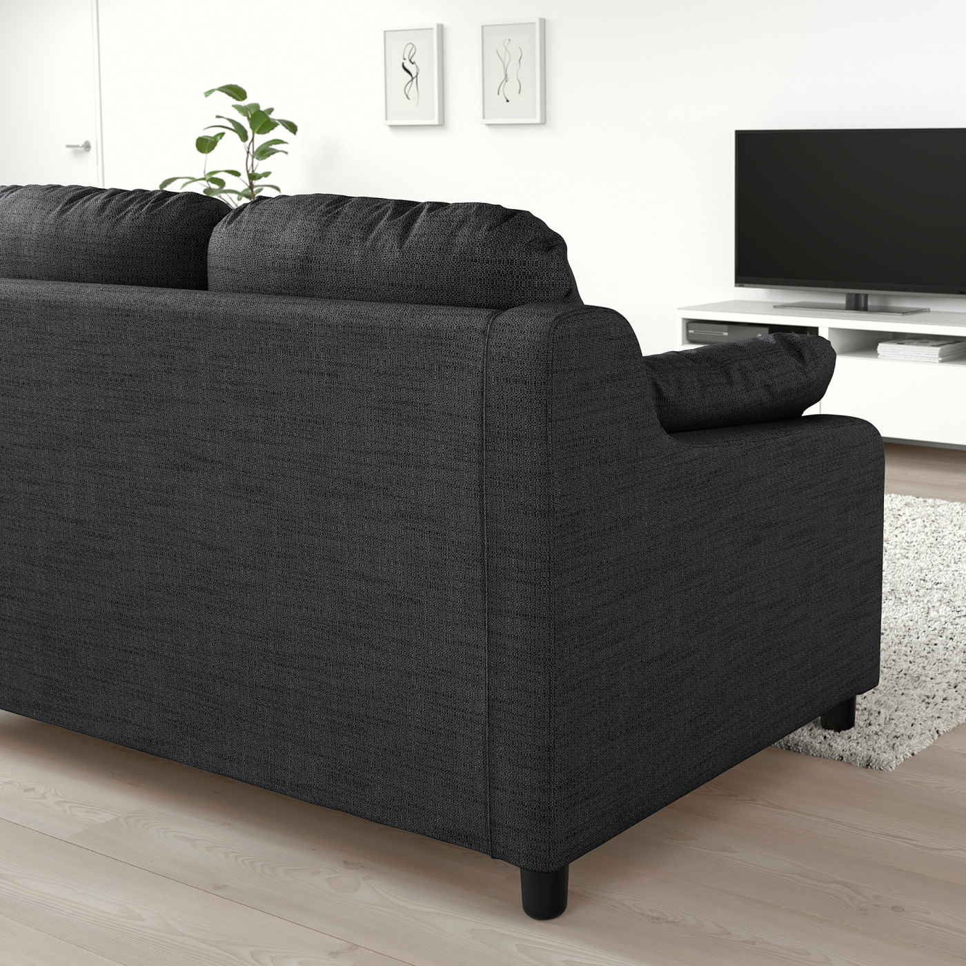 VINLIDEN 3-seat sofa with chaise longue Hillared anthracite - IKEA