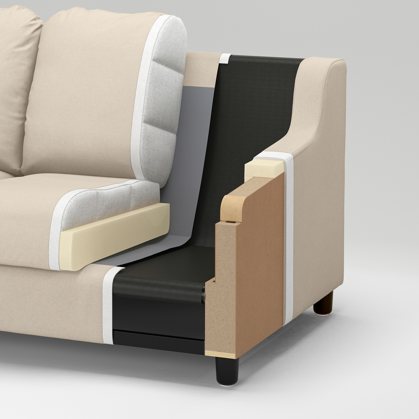 VINLIDEN 3-seat sofa with chaise longue Hillared anthracite - IKEA