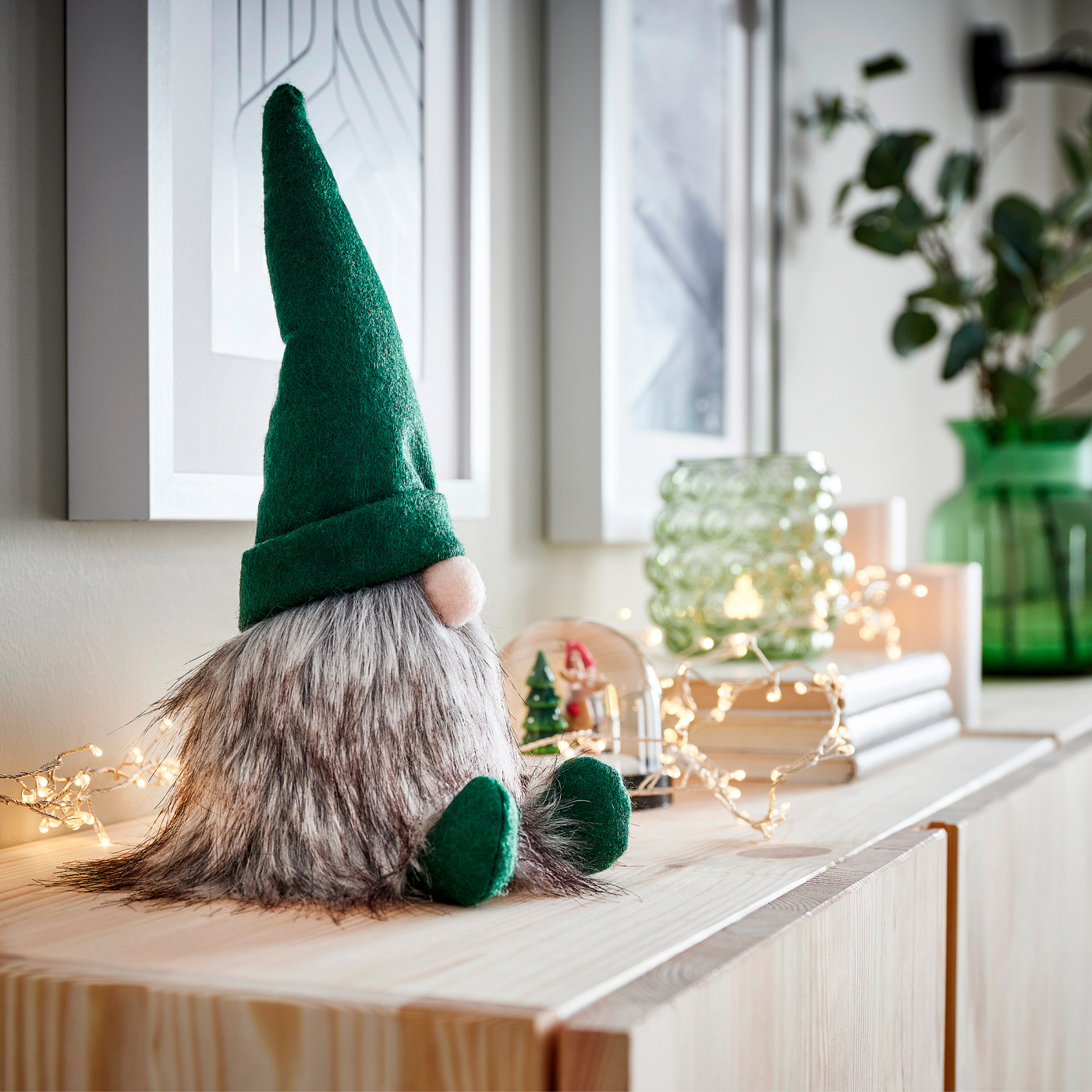 VINTER 2021 decoration cone-shaped/Santa Claus grey/green - IKEA