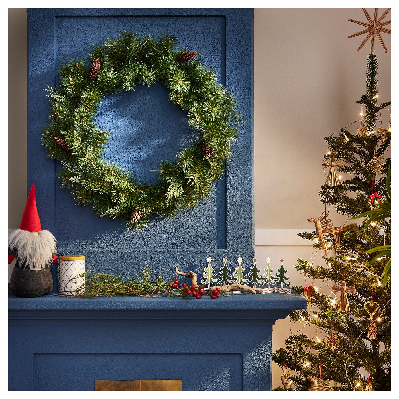 VINTERFINT artificial wreath in/outdoor/pine cone green - IKEA