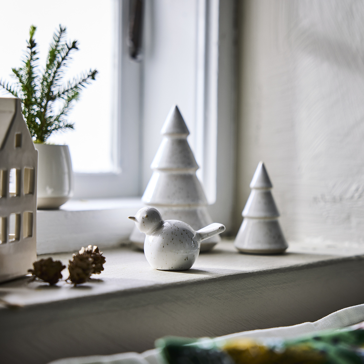 VINTERFINT decoration set of 3 Christmas tree/bird white - IKEA