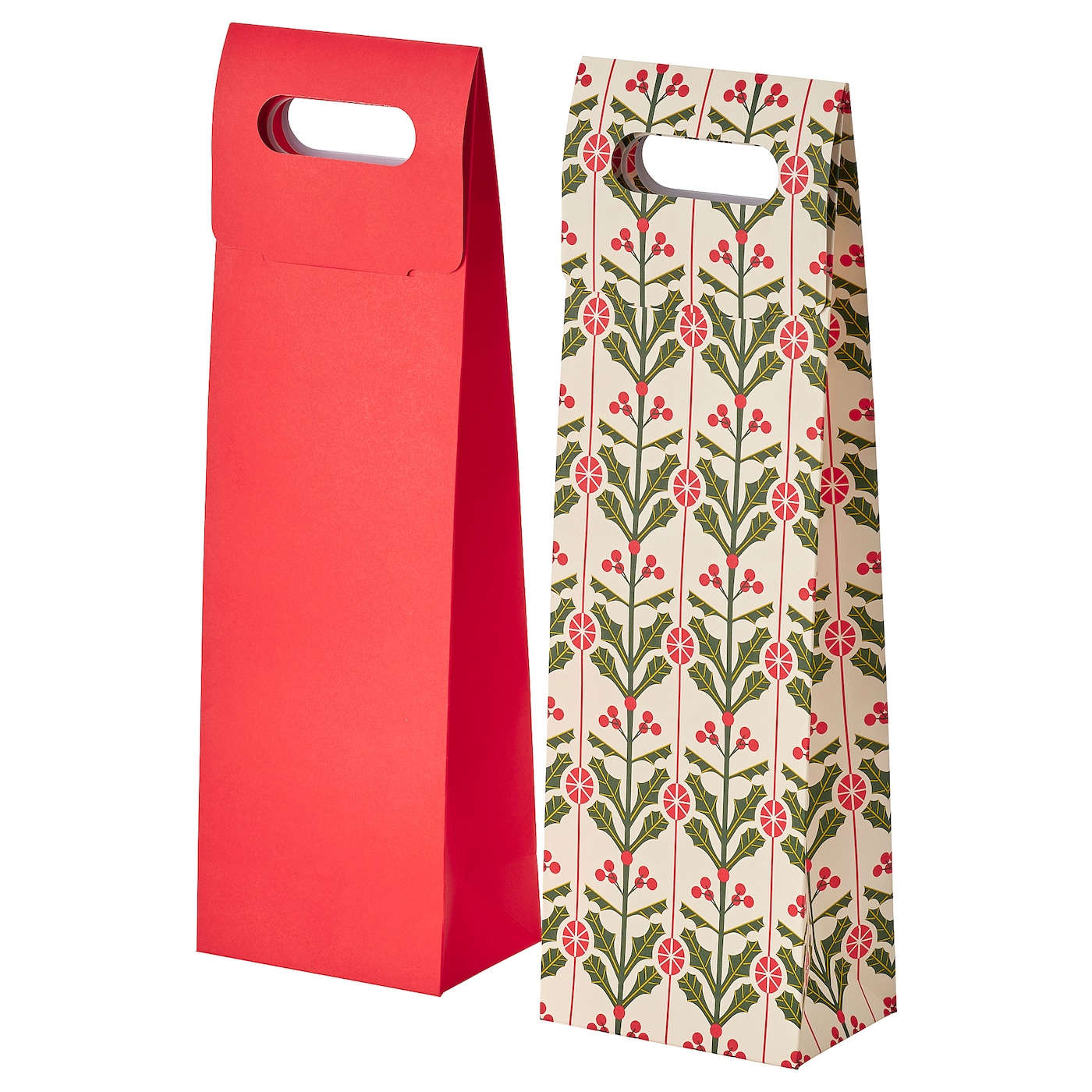 VINTERFINT gift bag for bottle mixed patterns off-white/red