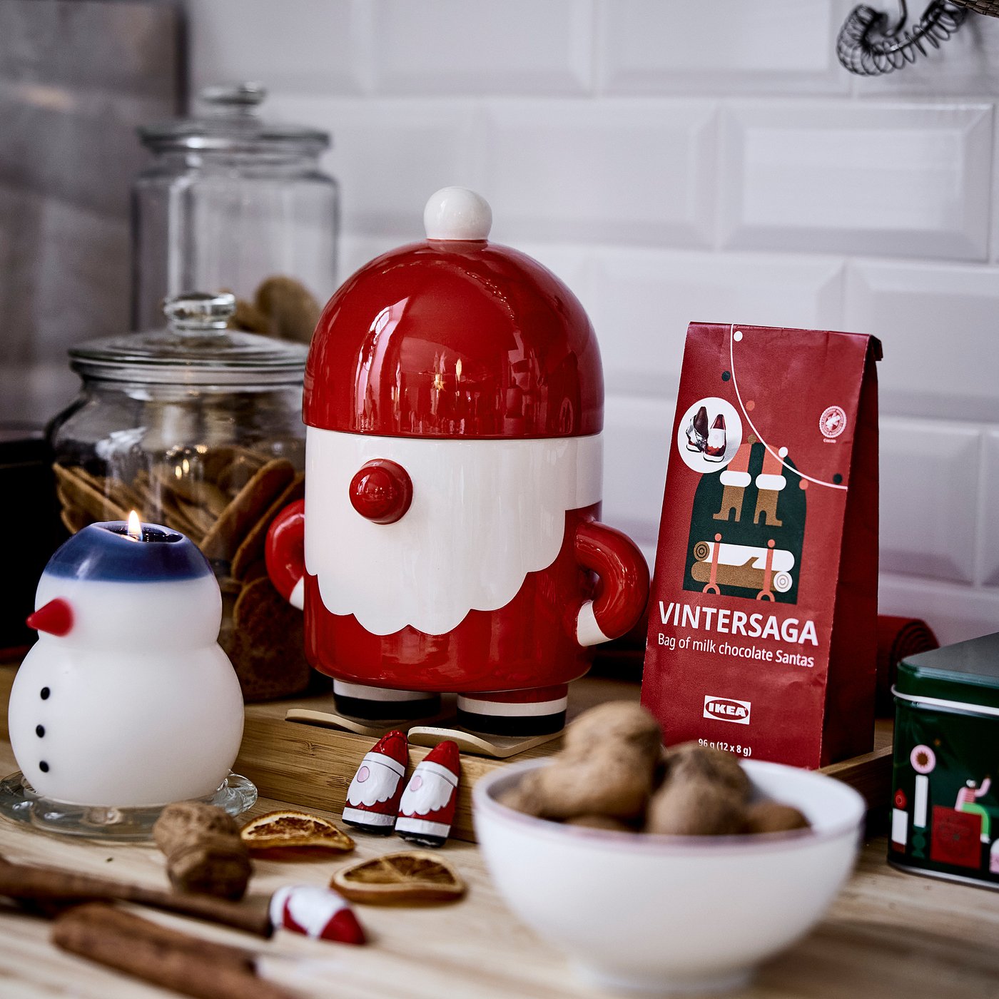 VINTERFINT jar with lid Santa Claus red - IKEA