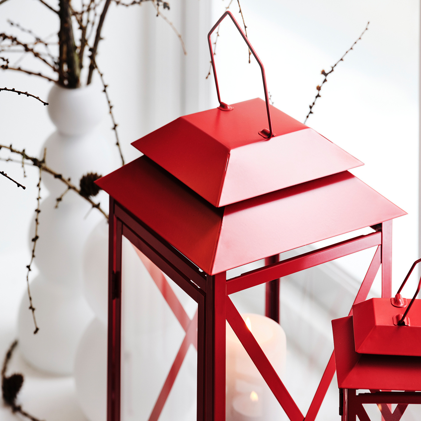 VINTERFINT lantern for tealight, in/outdoor bright red - IKEA