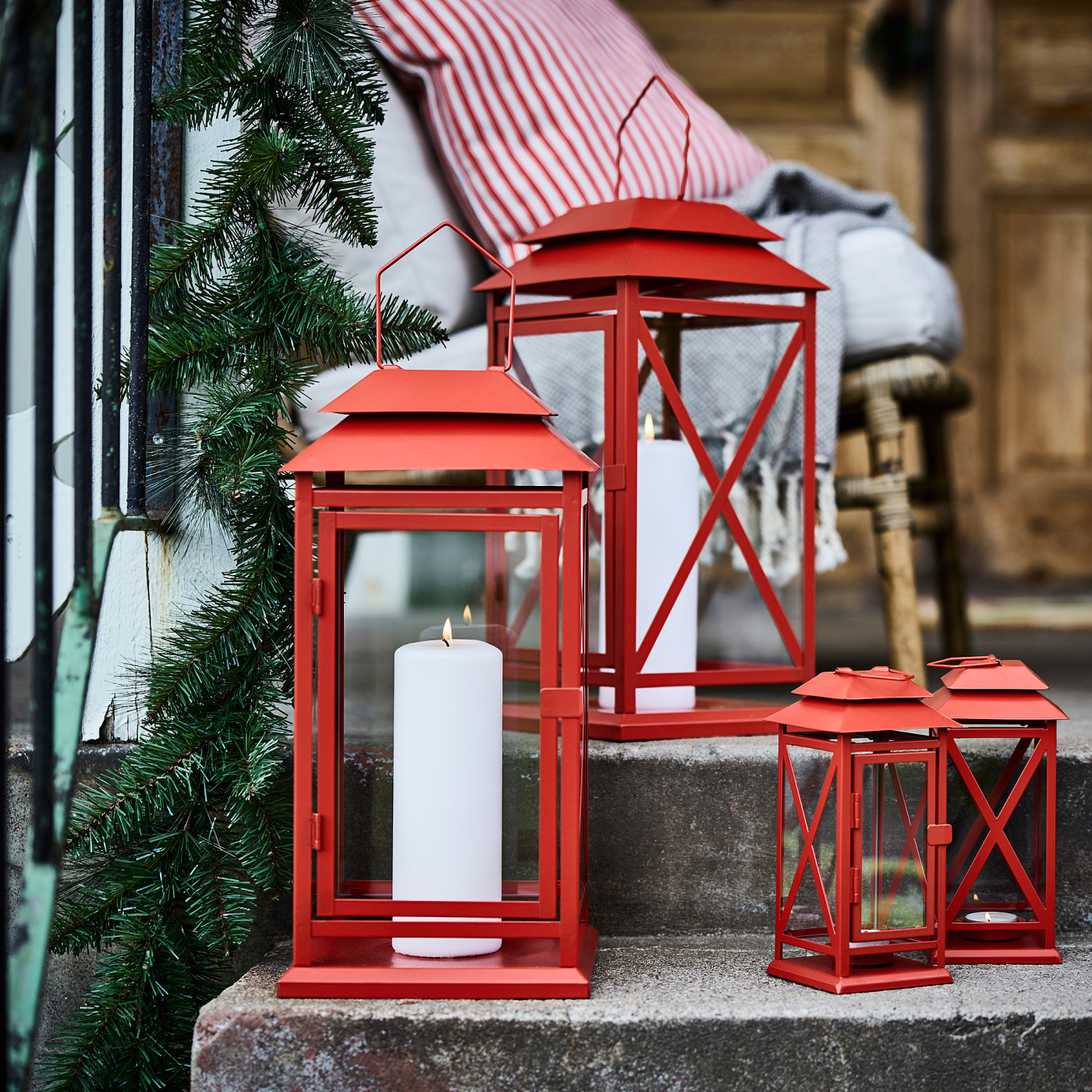 VINTERFINT lantern for tealight, in/outdoor bright red - IKEA