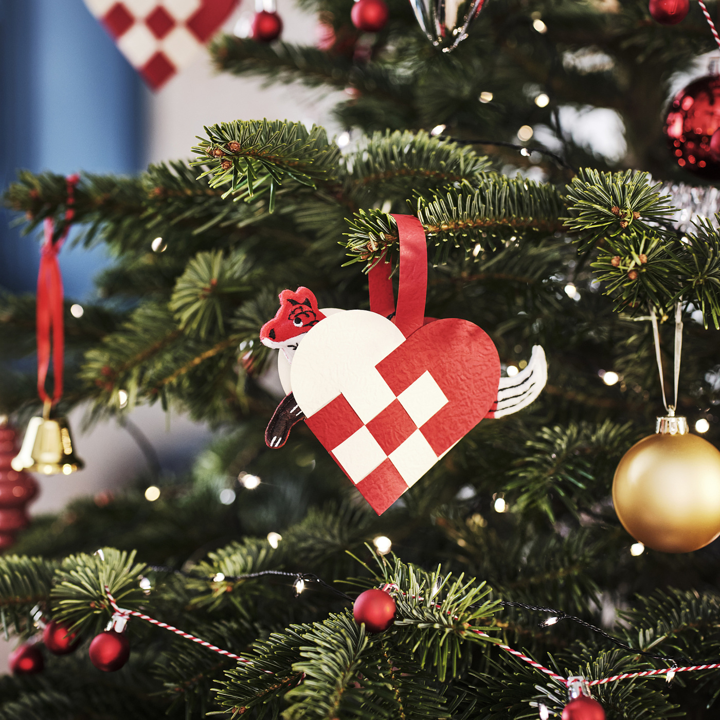 VINTERFINT tree ornament heart-shaped red/white - IKEA