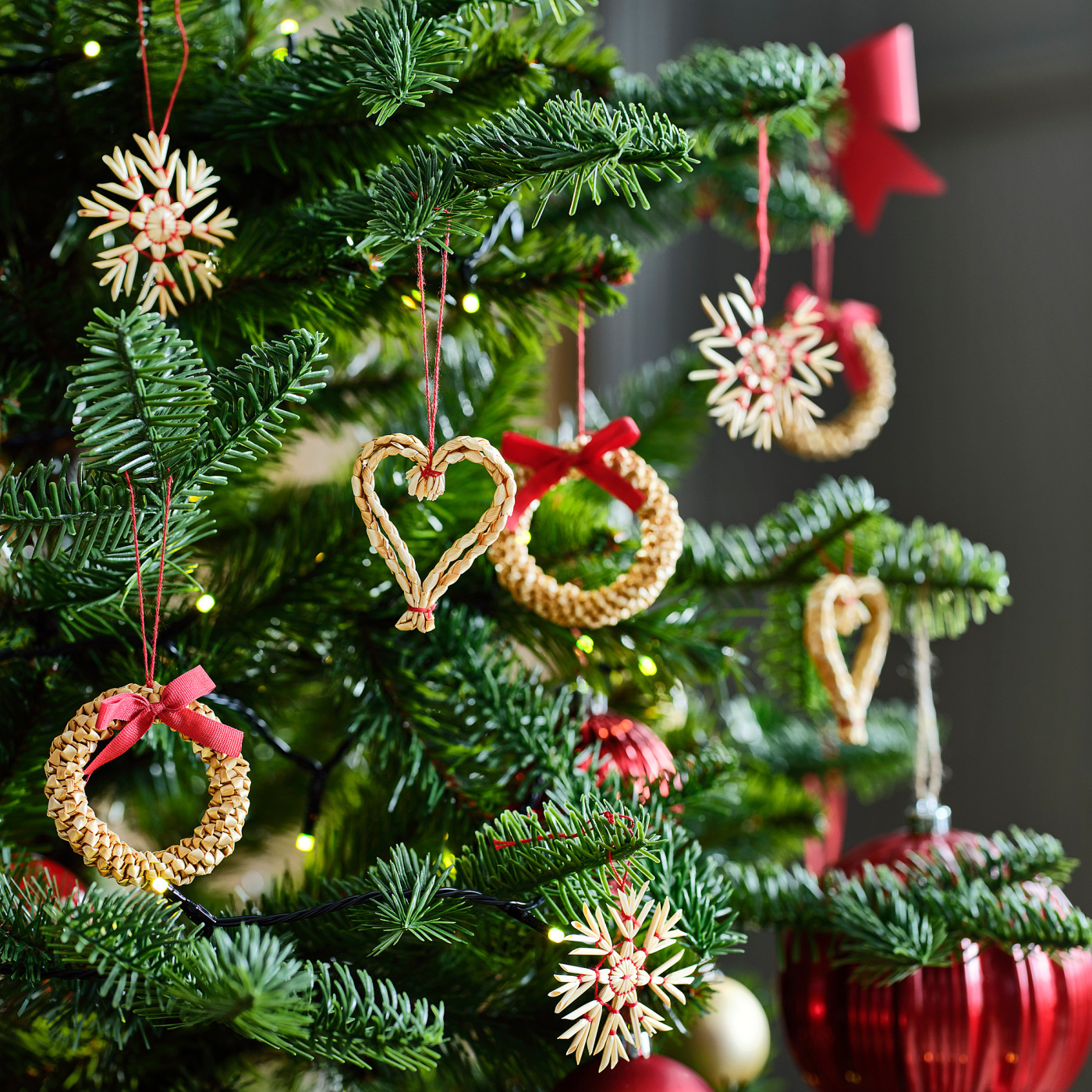 VINTERFINT tree ornament set of 9 straw - IKEA