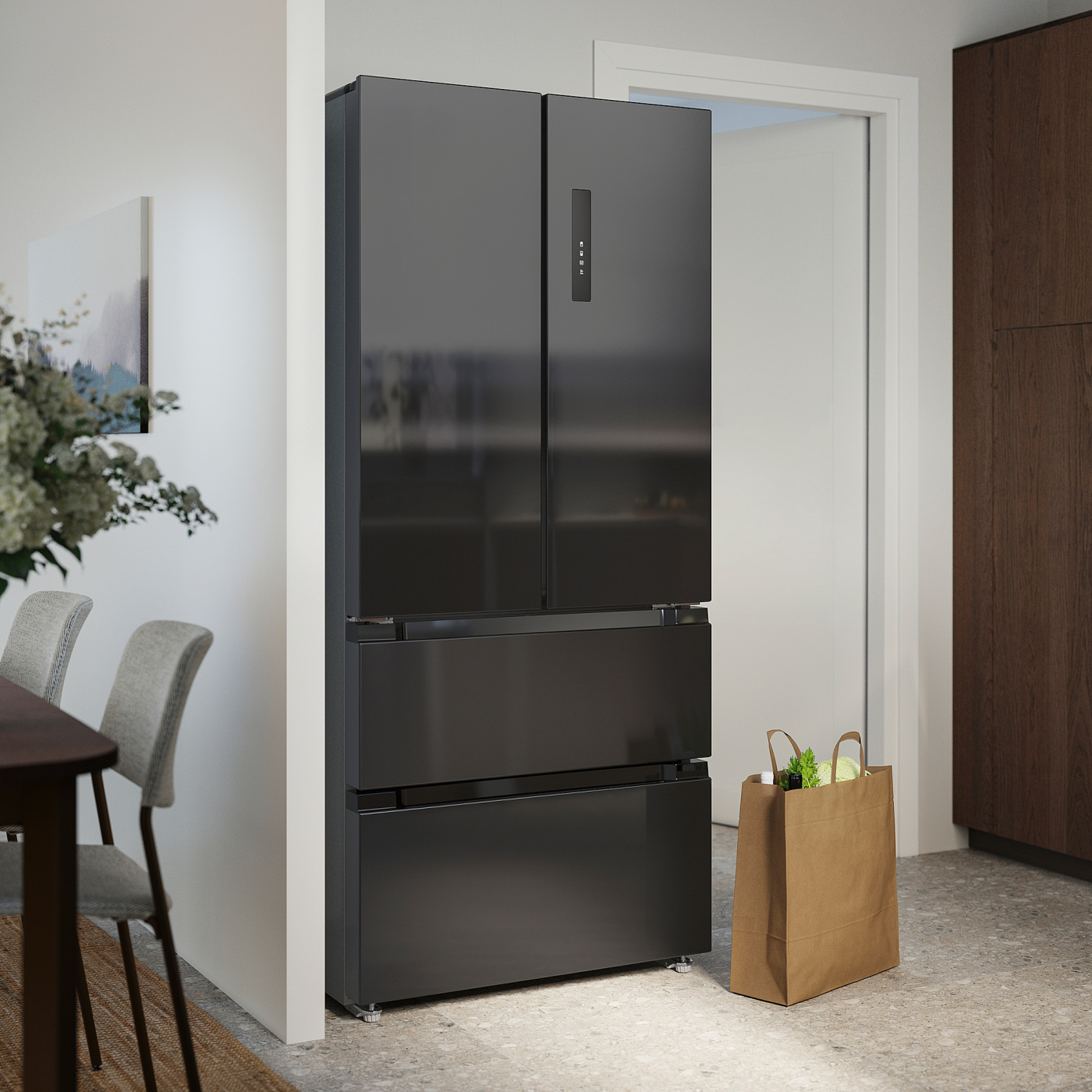 VINTERKALL French door fridge/freezer IKEA 700 freestanding/black