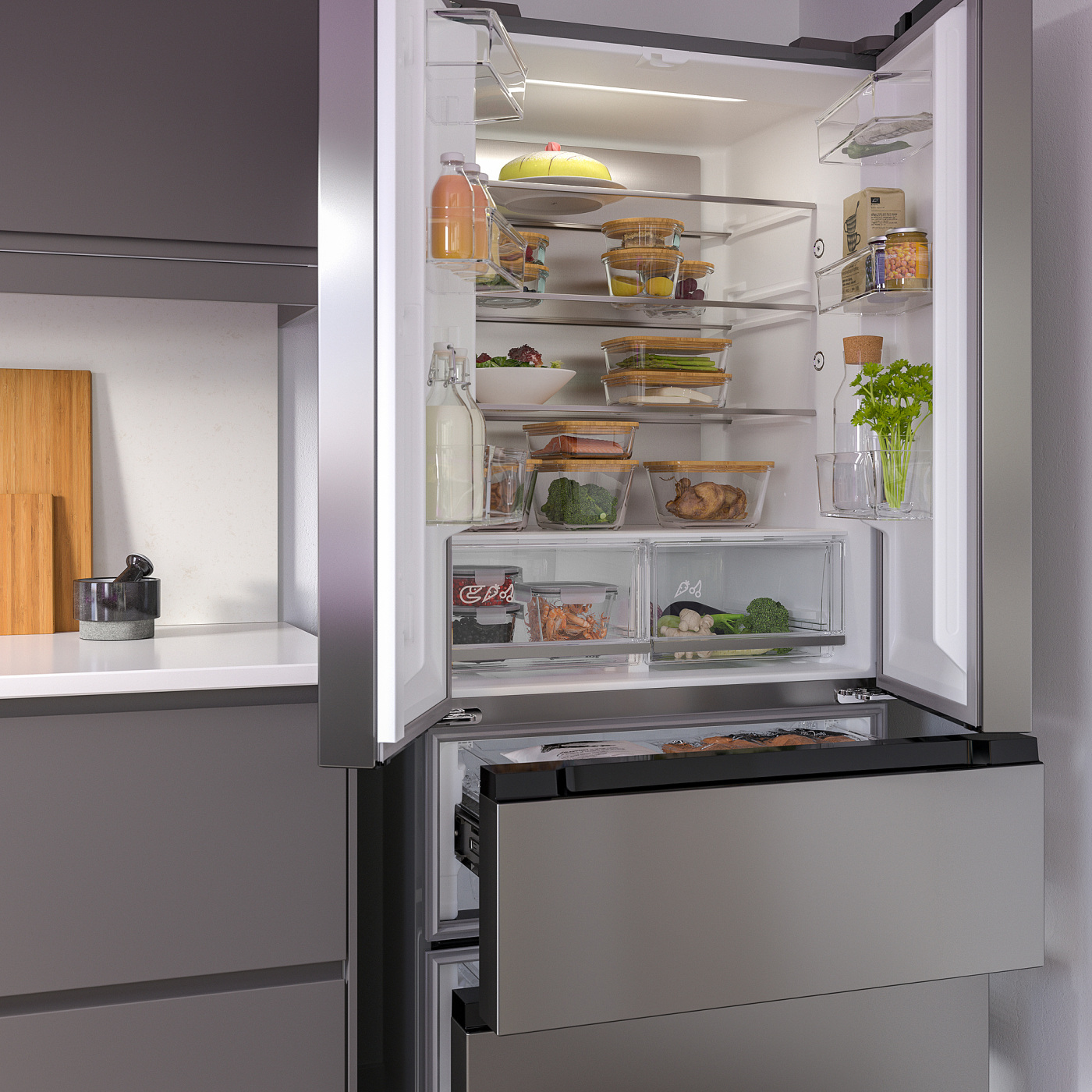 VINTERKALL French door fridge/freezer IKEA 700 freestanding