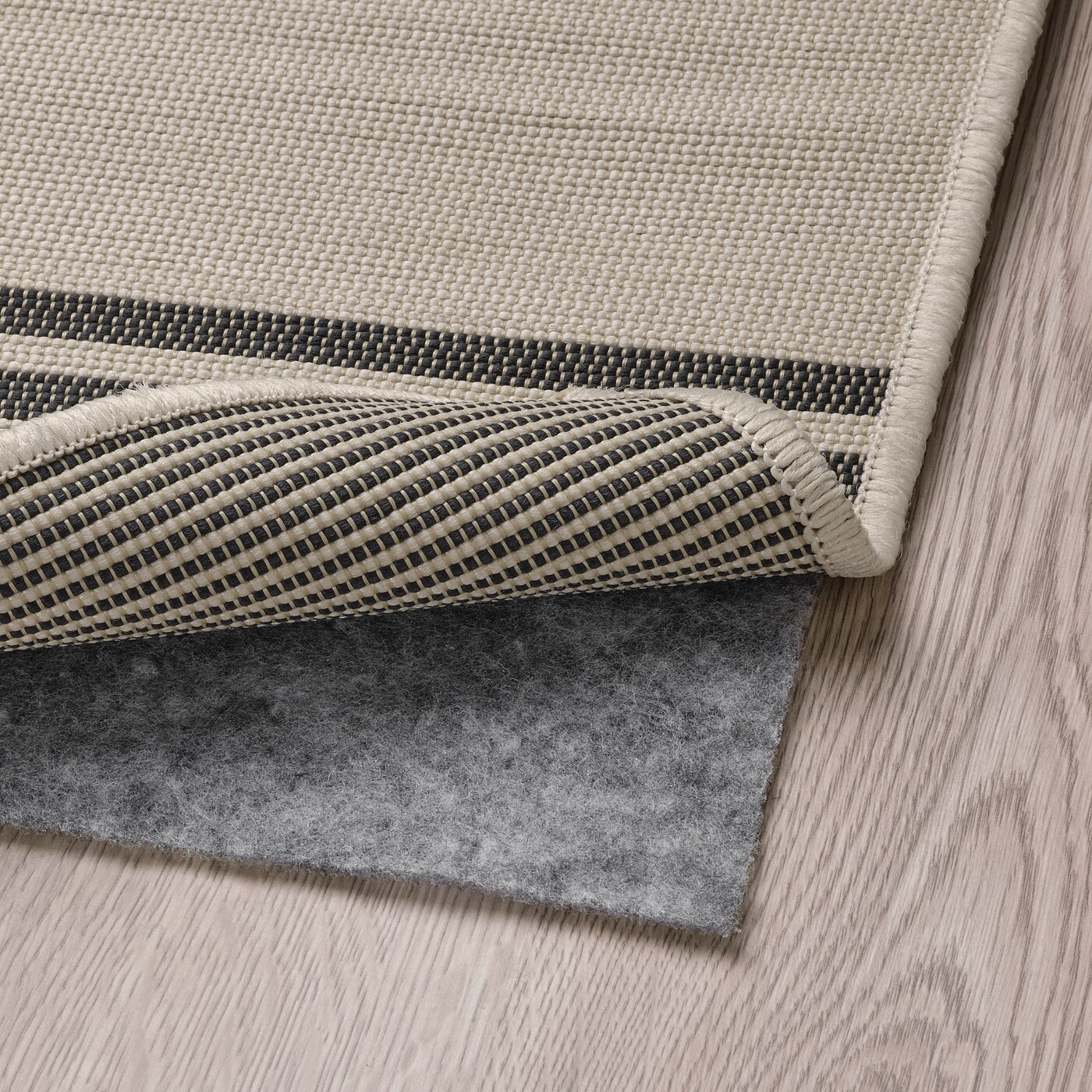 IKEA VILSUND カーペット VIRKLUND rug flatwoven, in/outdoor beige/dark grey - IKEA