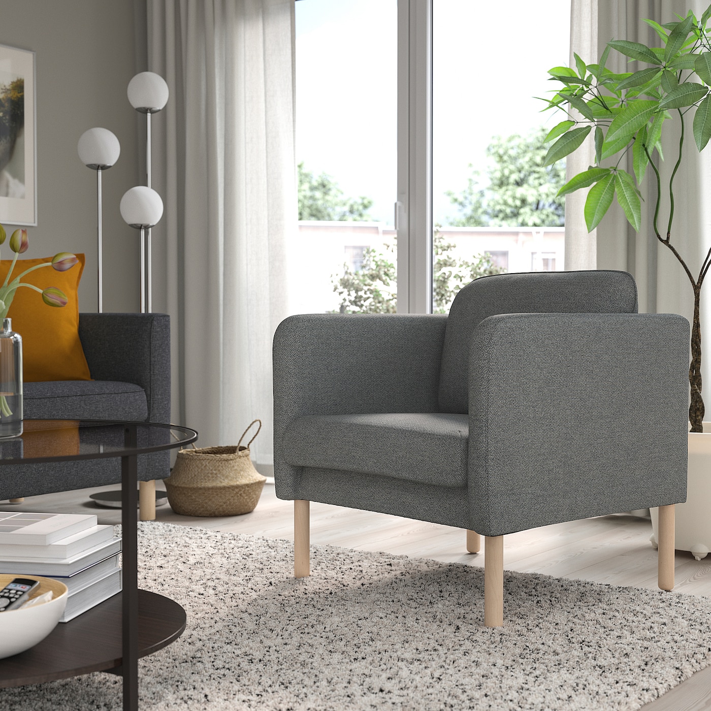 IKEA VISKABACKA グレー 椅子 VISKABACKA armchair Skartofta black/light grey - IKEA