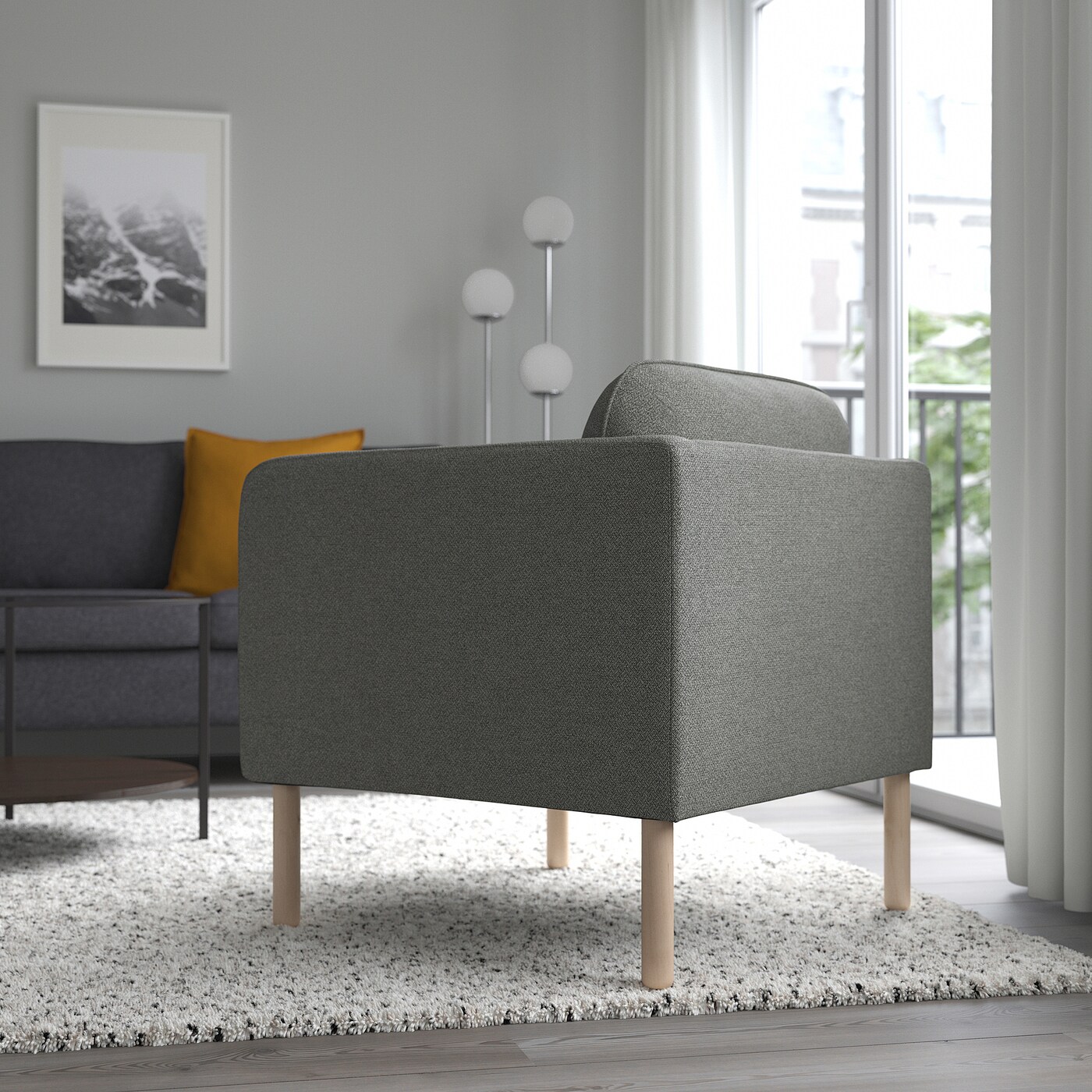 IKEA VISKABACKA グレー 椅子 VISKABACKA armchair Skartofta black/light grey - IKEA