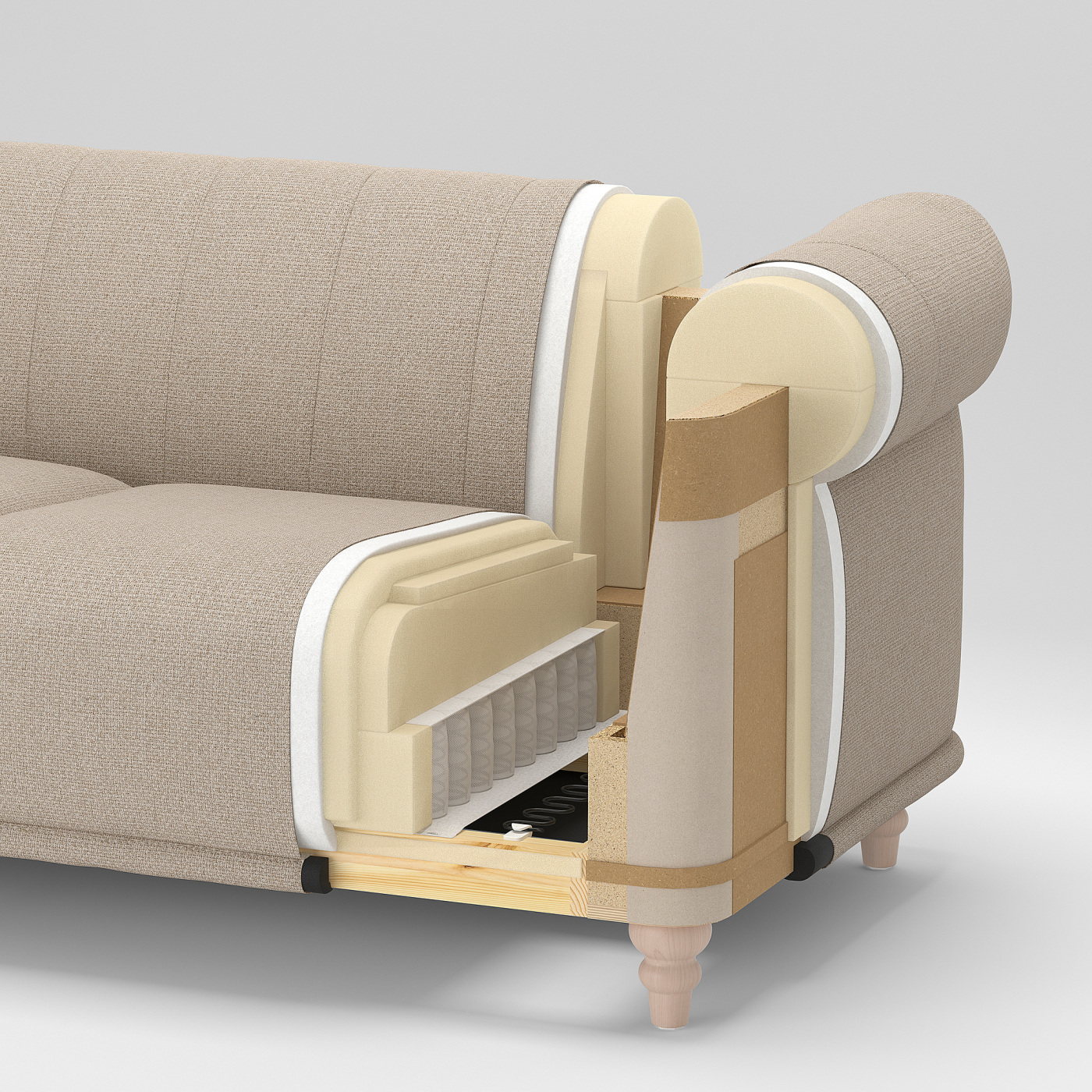 VISKAFORS 3-seat sofa Lejde light beige/birch - IKEA