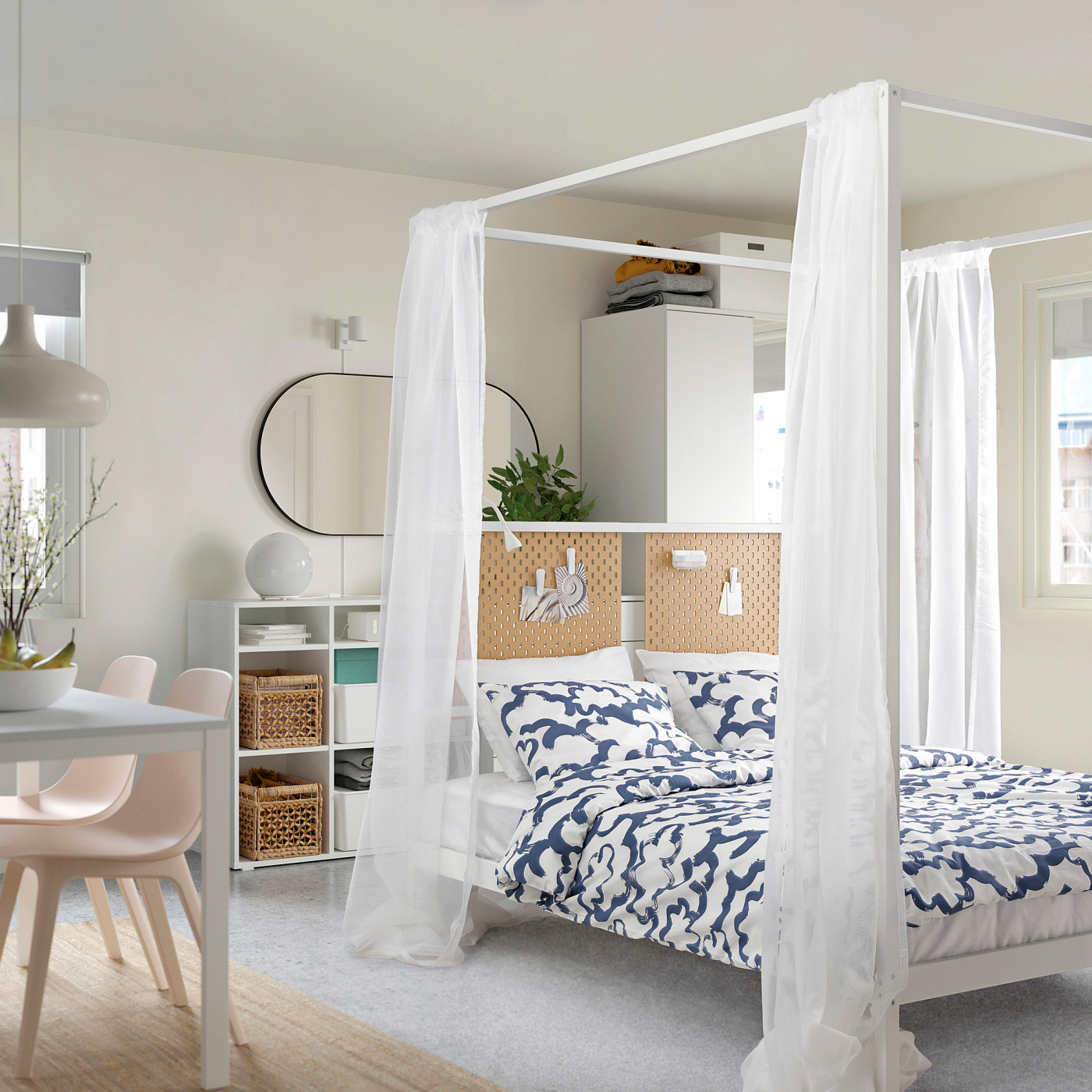 VITARNA four-poster bed frame white Luröy/Skådis wood - IKEA