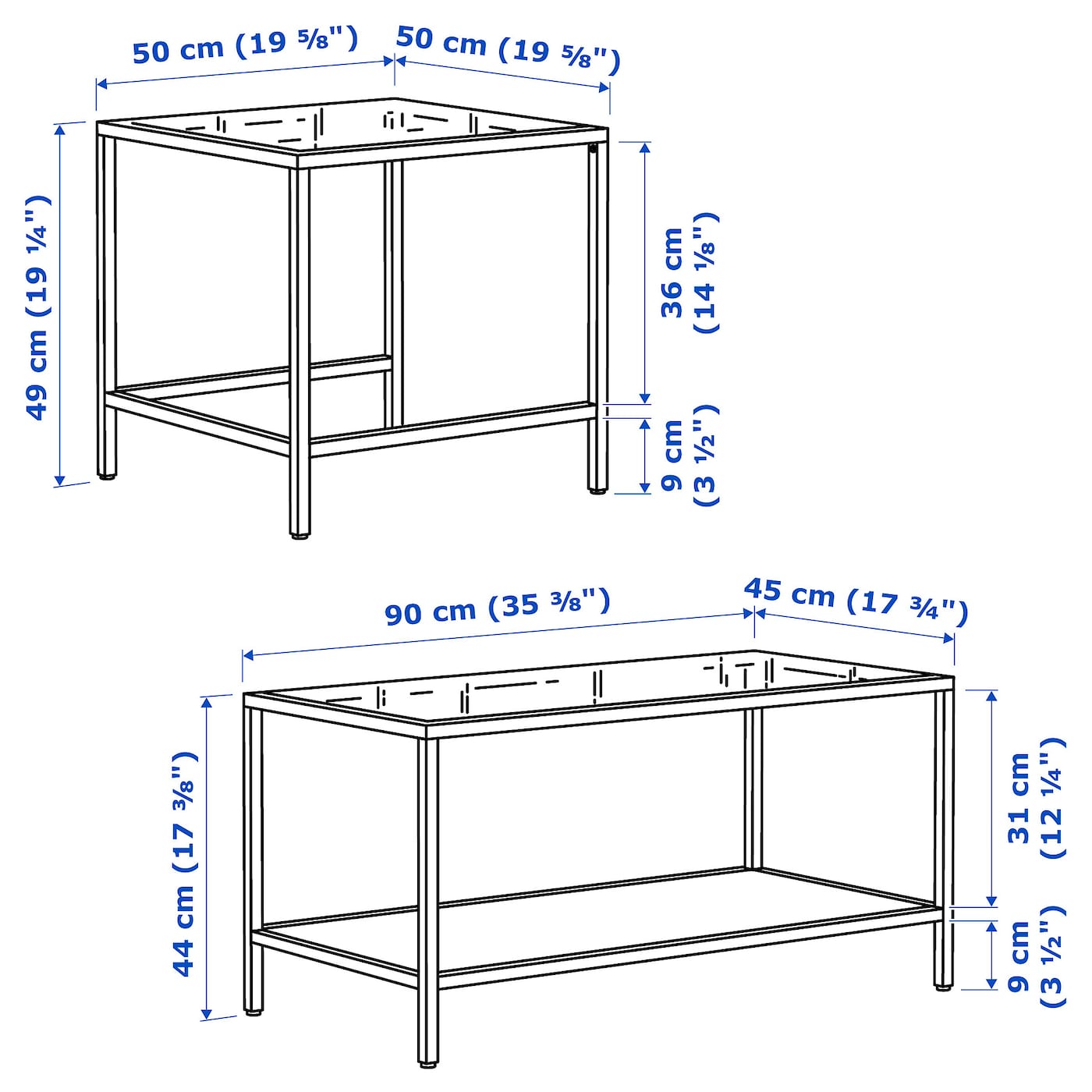 IKEA VITTSJÖガラスのネストテーブル2点セット VITTSJÖ ヴィットショー ネストテーブル2点セット, ブラック
